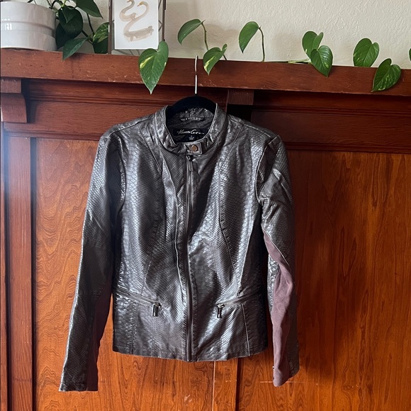 Kenneth Cole Textured Faux Leather Jacket - Dark Grey/Brown - Picture 1 of 6